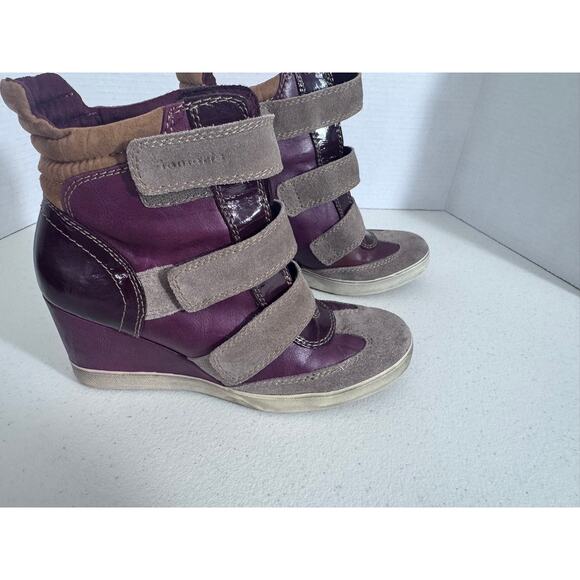"TAMARIS" Trend Wedge Bootie Hook & Loop Straps Suede & Leather Vintage Y2K - Picture 4 of 10
